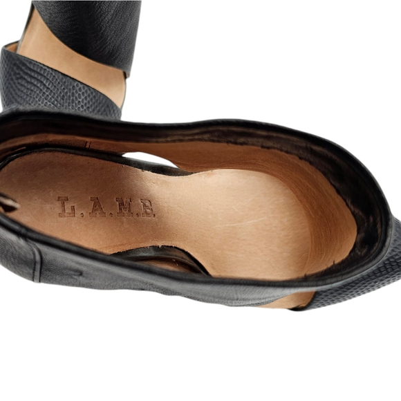 L.a.m.b Theo Swoop Front Black Pointy Heels Ankle Women's Size 6.5 - Picture 12 of 12